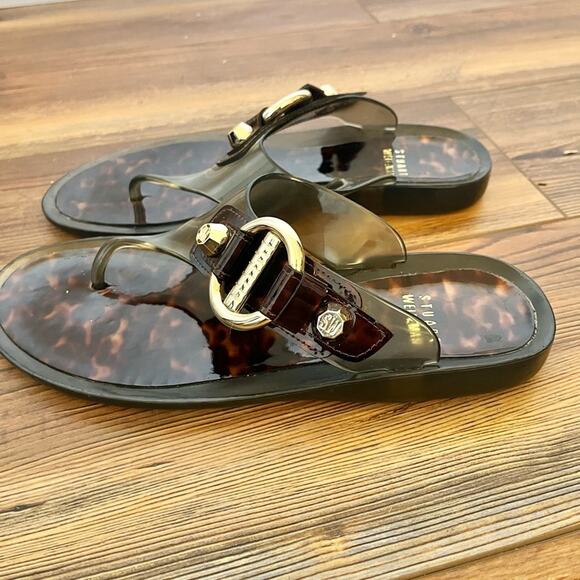 Stuart Weitzman Brown tortoise shell jelly sandals size 7 - Picture 5 of 7